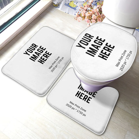 Fashion Custom Logo Bathroom Mat Anti-slip Your Own Design Toilet Mat Set Bathroom 3 Piece Bath